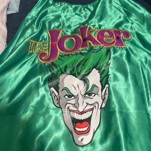 Halloween costume Joker cape green / red lettering